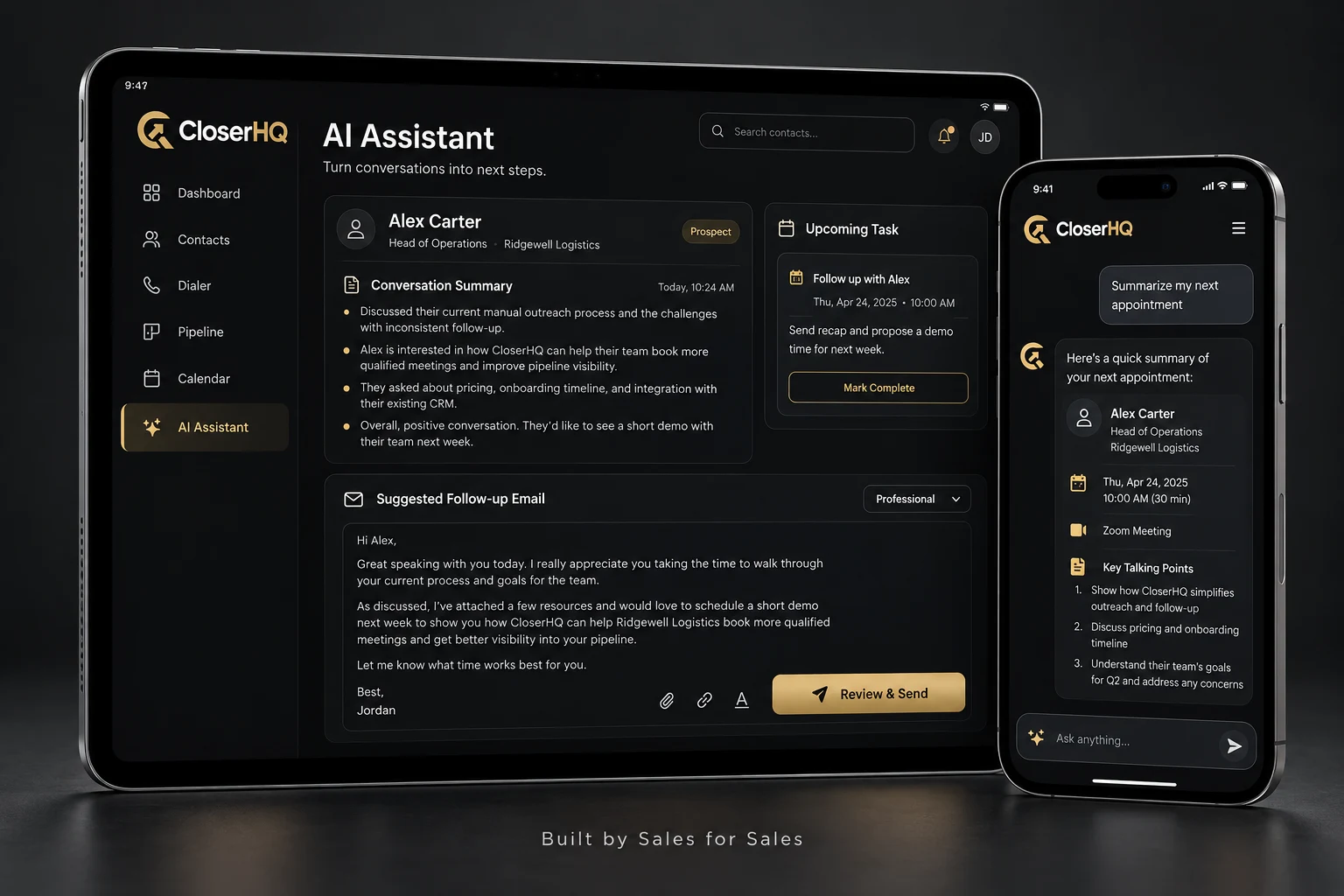 Let AI help with the details. — iPad and iPhone interface concepts